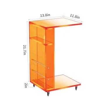 Clear Acrylic C-Shaped Side Table with Lockable Wheels