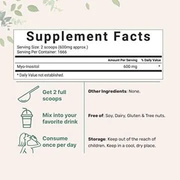 Pure Inositol Powder, Myo-Inositol B8 Powder, 1KG (2.2 Pounds), Strongly Supports Liver Health & Ant...