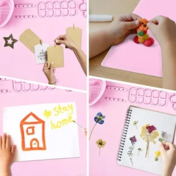 Paint Palette,Thick Silicone Craft Mat with Magnetic Pop-Up Water Cup,20×16 inches Large Silicone Mat for Painting,Sculpting,Resin Crafting,Clay and Play-Doh,Hot Glue Projects,for Adults and Kids