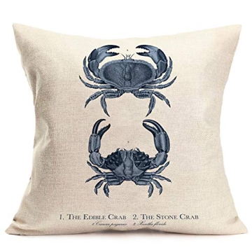 Fukeen Coastal Theme Standard Throw Pillow Cases Marine Animal Blue Crab Cushion Cover Ocean Sea Hom...