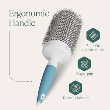 Professional Round Brush for Blow Drying - Large Ceramic Ion Thermal Barrel Brush for Sleek Precise Heat Styling and Maximum Volume - Lightweight Round Hair Brush for Hair (Bristle 2.9in, Barrel 2in)