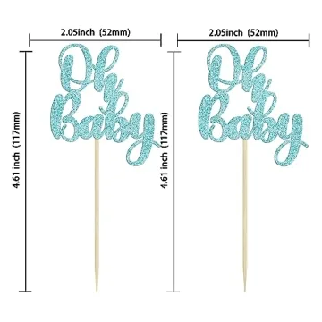 Gyufise 36Pcs Glitter Oh Baby Cupcake Toppers for Parties