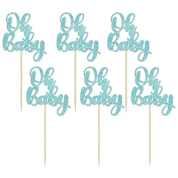 Gyufise 36Pcs Glitter Oh Baby Cupcake Toppers for Parties