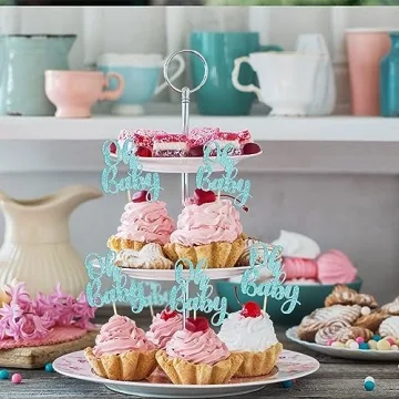 Gyufise 36Pcs Glitter Oh Baby Cupcake Toppers for Parties