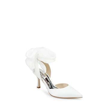Badgley Mischka Women's Blaze Pump, White Satin, 6.5