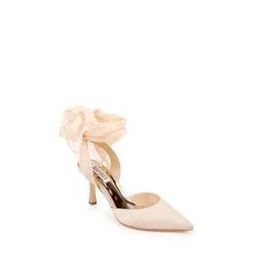 Badgley Mischka Women's Blaze Pump, White Satin, 6.5