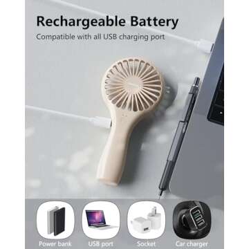 TriPole Mini Handheld Fan Battery Powered Rechargeable