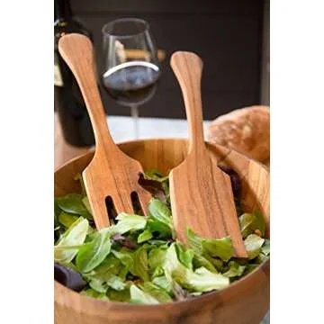 Elegant Extra Large Salad Utensil Set - Acacia Wood Beauty