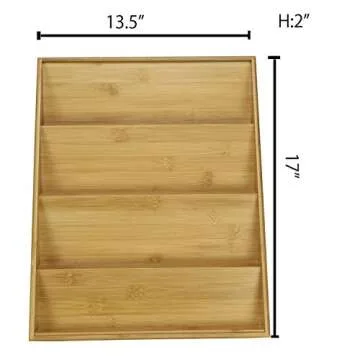 Simhoo Bamboo Spice rack In-Drawer Kitchen Cabinet Spice 28 Bottle Holder Tray for Storage/Organizer 4-Tier Insert