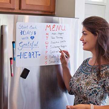Zoneyila Magnetic Dry Erase Board for Fridge 8 x 12 in, Includes 5 Markers and Big Eraser with Magnets