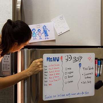 Zoneyila Magnetic Dry Erase Board for Fridge 8 x 12 in, Includes 5 Markers and Big Eraser with Magnets