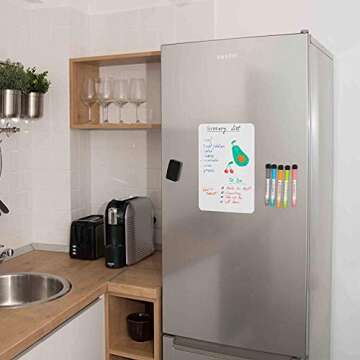 Zoneyila Magnetic Dry Erase Board for Fridge 8 x 12 in, Includes 5 Markers and Big Eraser with Magnets