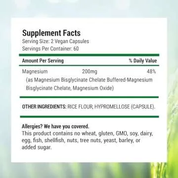 Nested Naturals Magnesium Glycinate Chelate - Magnesium Supplement for Muscle Cramps, Relaxation, & Sleep Support - 100% Chelated Albion TRACCS Buffered Magnesium Glycinate 200mg - 120 Vegan Capsules