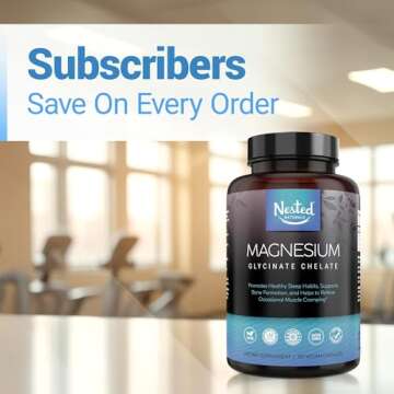 Nested Naturals Magnesium Glycinate Chelate - Magnesium Supplement for Muscle Cramps, Relaxation, & Sleep Support - 100% Chelated Albion TRACCS Buffered Magnesium Glycinate 200mg - 120 Vegan Capsules
