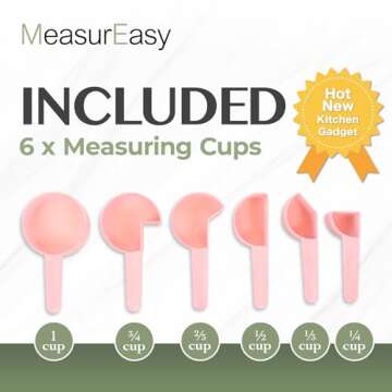 MeasurEasy Measuring Cups For Dry Or Wet Ingredients | Set of 6 | Plastic Measuring Cups | Nesting | Fun New Kitchen Gadget For Cooking and Baking | Modern and Trendy | Measuring Set |