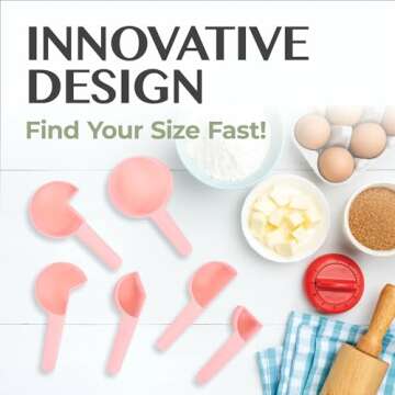 MeasurEasy Measuring Cups For Dry Or Wet Ingredients | Set of 6 | Plastic Measuring Cups | Nesting | Fun New Kitchen Gadget For Cooking and Baking | Modern and Trendy | Measuring Set |