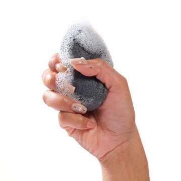 Julep All-Natural Charcoal Konjac Exfoliating Facial Sponge, Gentle Daily Detoxifying Face Scrub with Konjac Root + Bamboo Charcoal Powder