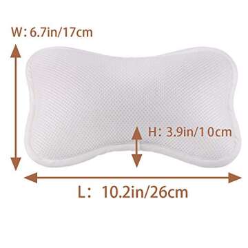 Bath Pillow 3D Mesh Spa Non-slip 2 Strong Suction Cups Support for Head Neck Back