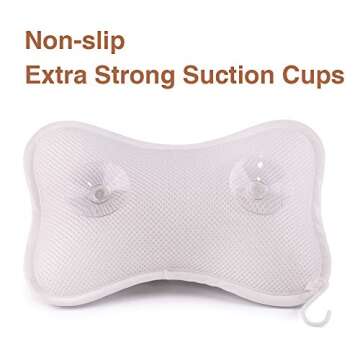 Bath Pillow 3D Mesh Spa Non-slip 2 Strong Suction Cups Support for Head Neck Back