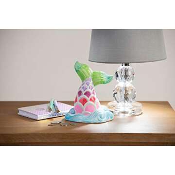 MindWare Paint Your Own Porcelain: Mermaid Tail Bank with Rubber Stopper, 12 Paints & 1 Brush - Creative paintable Pottery Crafts & Gift Kits for Kids