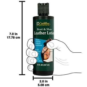 Cadillac Boot and Shoe Leather Lotion 8 Ounces - Cleans, Conditions, Protects, and Polishes Leather Footwear and Accessories