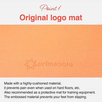 Primasole Yoga Mat with Carry Strap for Yoga Pilates Fitness and Floor Workout at Home and Gym 1/4 t...
