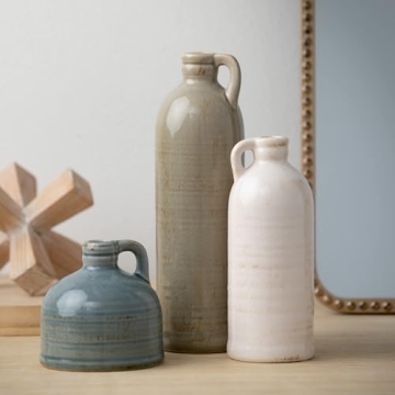 Sullivans Ceramic Jug Vase Set for Farmhouse Decor