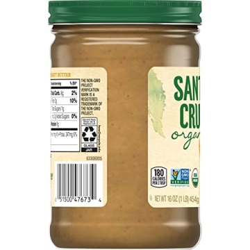 Santa Cruz Organic Crunchy Dark Roasted Peanut Butter, 16 Ounces