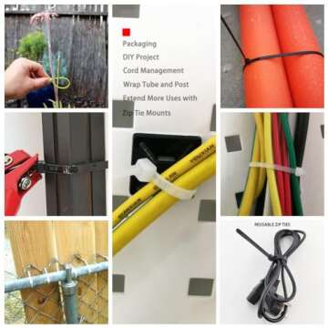 HS Clear Zip Ties 6 Inch Small (Bulk 1000 Pack) 18 LBS Self Locking Zip Ties White Nylon Ties Thin,Strong and Durable