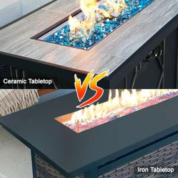 BALI OUTDOORS Rectangular Fire Pit Table - 42In, 60,000 BTU for Patio
