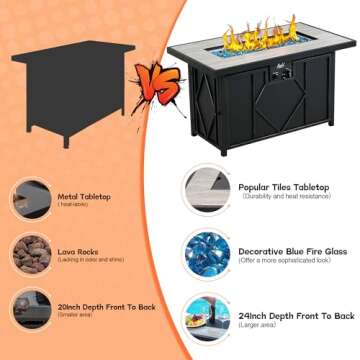 BALI OUTDOORS 42In Fire Pit Table for Outdoor Enjoyment