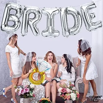 KatchOn, Giant Bride Balloons Silver - 40 Inch | Bachelorette Party Decorations | Bride Balloons Bachelorette for Bridal Shower Decorations | Silver Bride Balloons | Ring Balloon, Bride Decorations