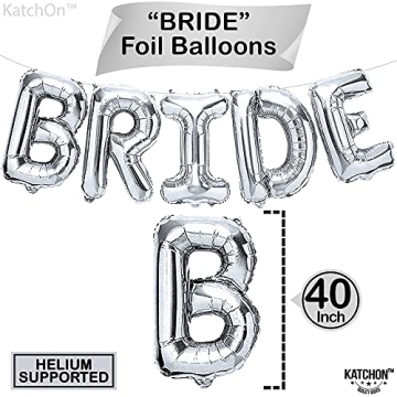 KatchOn, Giant Bride Balloons Silver - 40 Inch | Bachelorette Party Decorations | Bride Balloons Bachelorette for Bridal Shower Decorations | Silver Bride Balloons | Ring Balloon, Bride Decorations