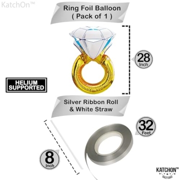 KatchOn, Giant Bride Balloons Silver - 40 Inch | Bachelorette Party Decorations | Bride Balloons Bachelorette for Bridal Shower Decorations | Silver Bride Balloons | Ring Balloon, Bride Decorations