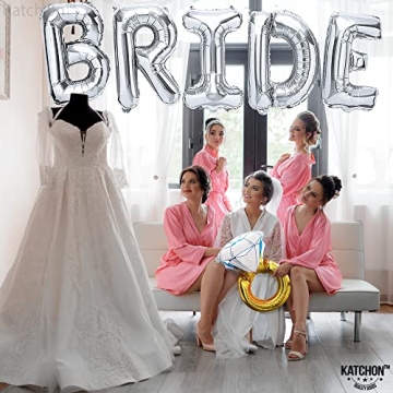 KatchOn, Giant Bride Balloons Silver - 40 Inch | Bachelorette Party Decorations | Bride Balloons Bachelorette for Bridal Shower Decorations | Silver Bride Balloons | Ring Balloon, Bride Decorations