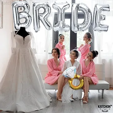 KatchOn, Giant Bride Balloons Silver - 40 Inch | Bachelorette Party Decorations | Bride Balloons Bachelorette for Bridal Shower Decorations | Silver Bride Balloons | Ring Balloon, Bride Decorations