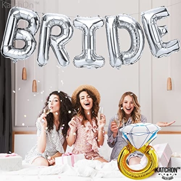 KatchOn, Giant Bride Balloons Silver - 40 Inch | Bachelorette Party Decorations | Bride Balloons Bachelorette for Bridal Shower Decorations | Silver Bride Balloons | Ring Balloon, Bride Decorations