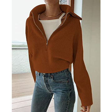 BTFBM Women’s Casual Half Zip Pullover Sweater