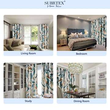 SUBRTEX Printed Curtains Room Darkening for Bedroom Living Room Kids Room Dining Room Valance Colorful Window Drapes 2 Panel Set (52'' x 63'', Blue)