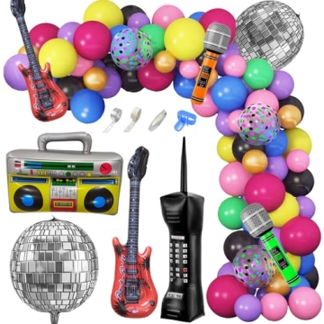 Amandir 80s 90s Theme Party Decorations Kit with Inflatable Props