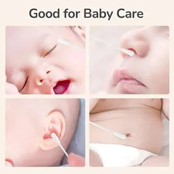 POMPOM LIFE Baby Cotton Swabs, 210 Count, Double Tipped Cotton Buds with Paper Stick, Round and Spiral, Good for Baby Ear and Nose Clean