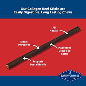 Barkworthies Plain Collagen Sticks - 6 Inch 8 Count (Pack of 1) - Long-Lasting, Single Ingredient