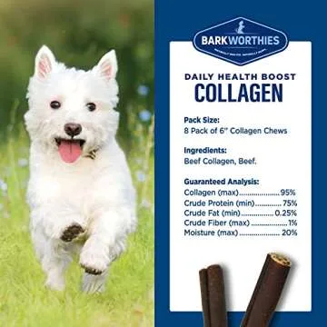 Barkworthies Plain Collagen Sticks - 6 Inch 8 Count (Pack of 1) - Long-Lasting, Single Ingredient