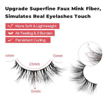 Siligli Cat Eye False Eyelashes Manga Lashes Natural Look 15mm Wispy Lashes with Extra Thin Band, Fluffy 3D Volume Fake Eyelashes, Anime Soft Lashes Pack Faux Mink False Eyelashes, 5 Pairs
