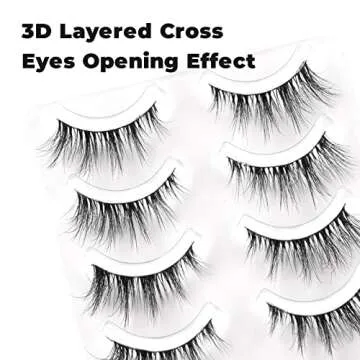 Siligli Cat Eye False Eyelashes Manga Lashes Natural Look 15mm Wispy Lashes with Extra Thin Band, Fluffy 3D Volume Fake Eyelashes, Anime Soft Lashes Pack Faux Mink False Eyelashes, 5 Pairs