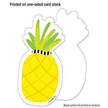 Schoolgirl Style Simply Stylish 36-Piece Pineapple Bulletin Board Cutouts, Pineapple Cutouts for Bulletin Board with Black and White Stripe, Tropical Classroom Décor, Summer Bulletin Board Decorations