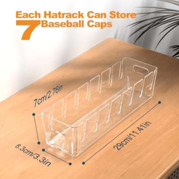 TMVAP 2024 New Hat Stand for Baseball Caps Display and Organizer-2 Pack No Install Acrylic Hat Organizer for 14 Baseball Caps Storage, Hat Racks Storage for Bedroom, Closet, Dresser，Entrance (Clear)
