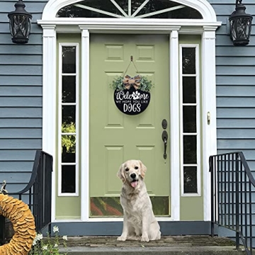 Dog Lovers Welcome Wreath Decor with Eucalyptus and Bow