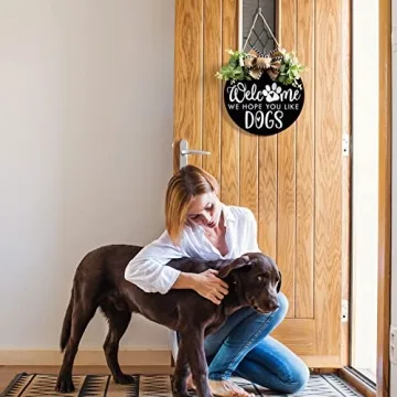 Dog Lovers Welcome Wreath Decor with Eucalyptus and Bow