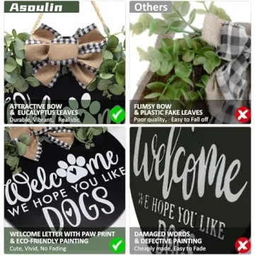 Dog Lovers Welcome Wreath Decor with Eucalyptus and Bow